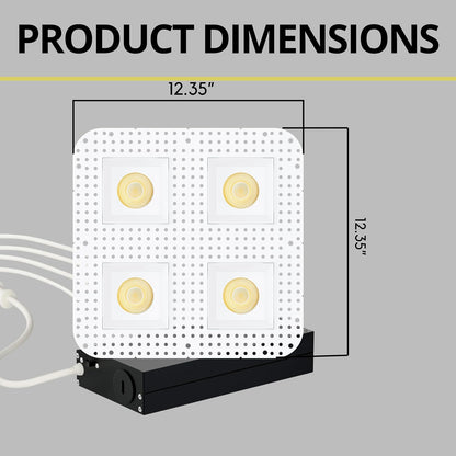 P-7447 3.5 inch Trimless Quadruple Head Square White, 36/60, 3600/5600 Lumens, 5CCT Recessed Light