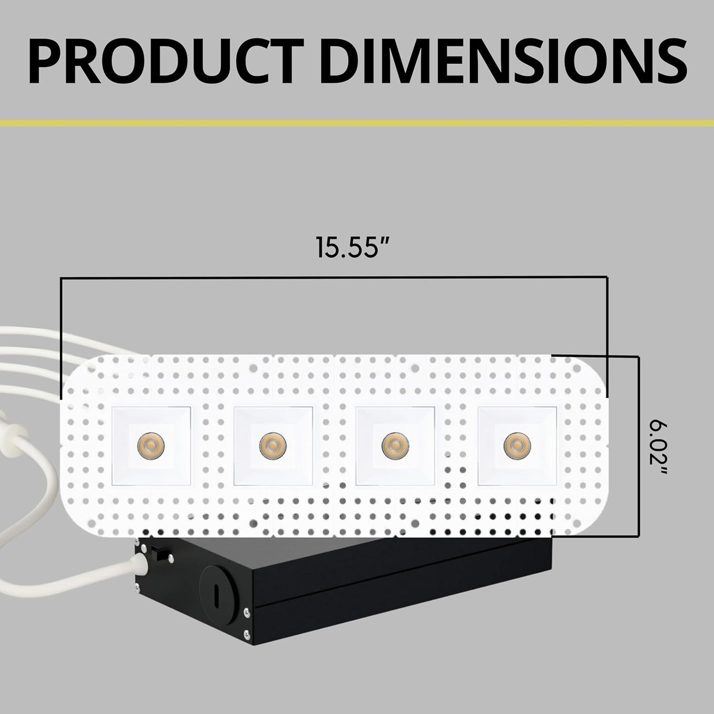P-7402 2 inch Trimless 4 Head Square White HO, 32/56W, 3000/4800 Lumens, 5CCT Recessed Light