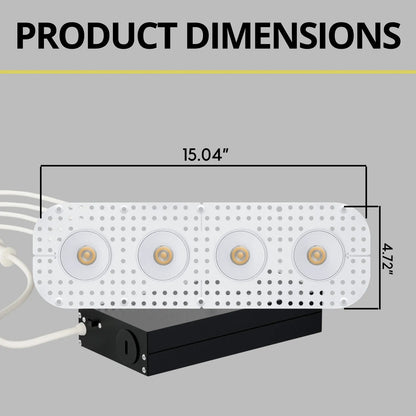 P-7370 1.5 Inch Trimless 4 Head Round White 28W, 2400 Lumens, 5CCT Recessed Light