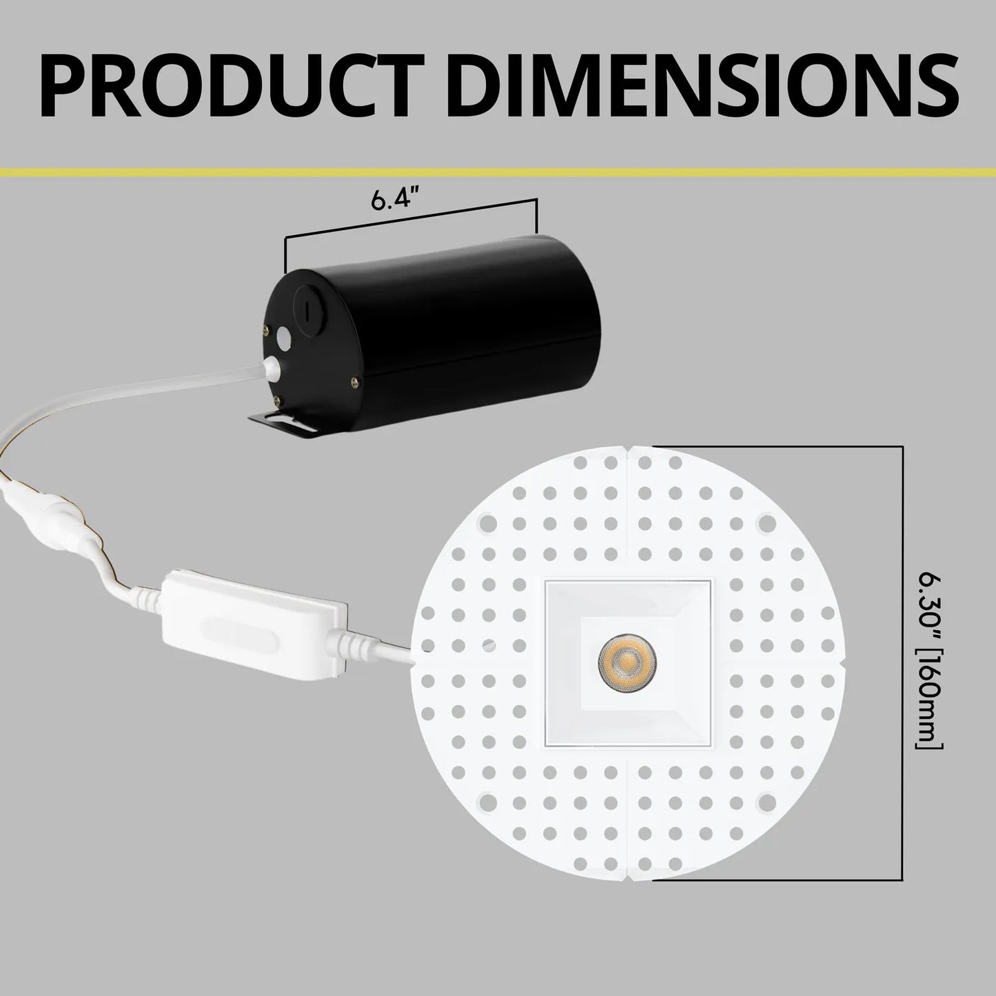 P-7372 1.5 Inch Trimless Single Head Square White 7W, 600 Lumens, 5CCT Recessed Light