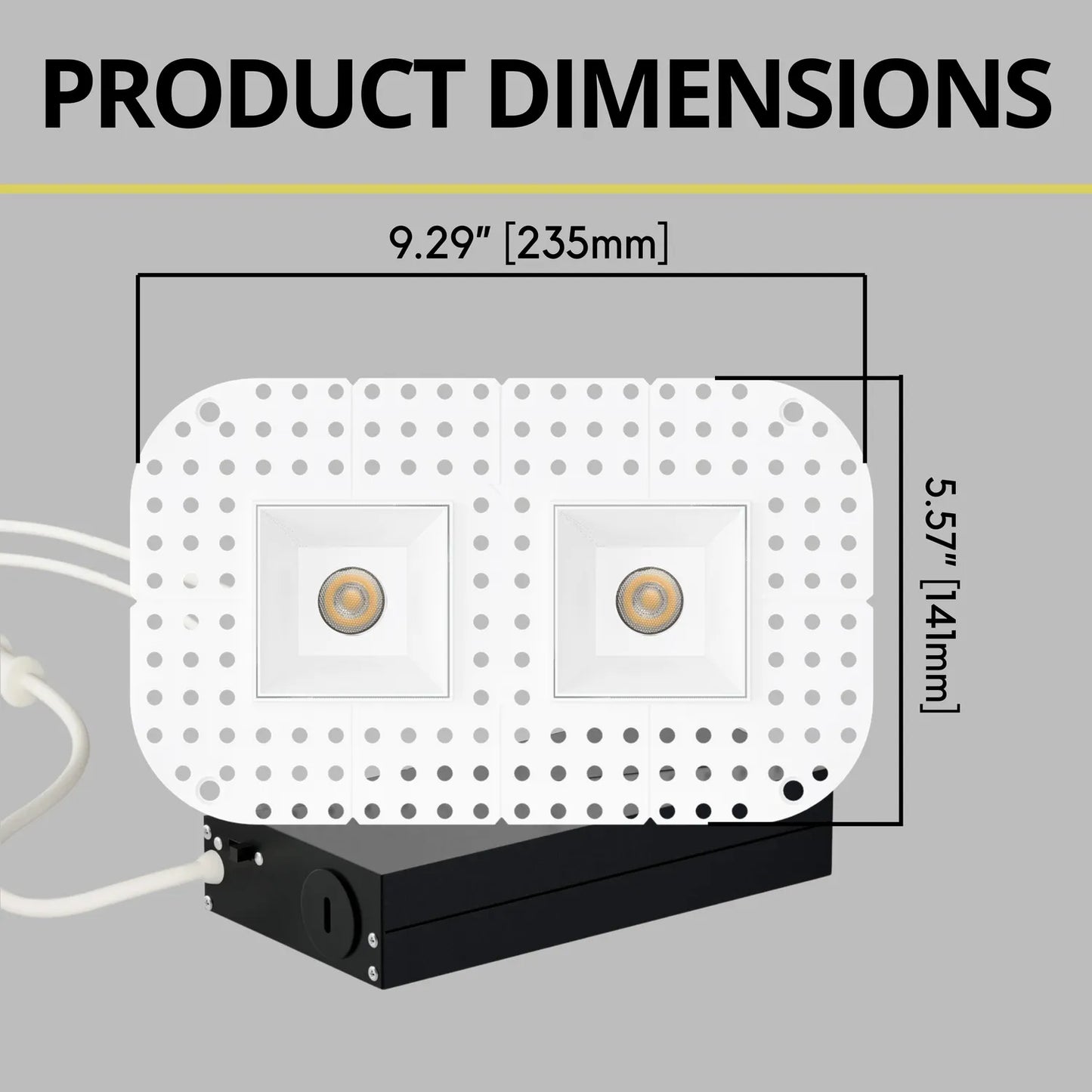 P-7373 1.5 Inch Trimless 2 Head Square White 14W, 1200 Lumens, 5CCT Recessed Light