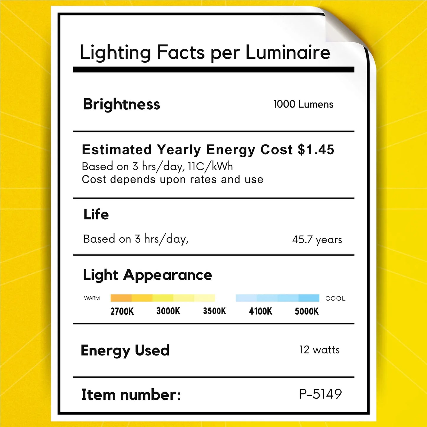 P-5149 4 Inch Round Black 12W 1000 Lumens 5CCT Slim Ultra-Thin light