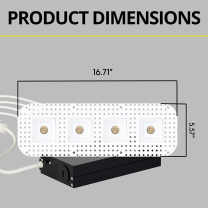 P-7375 1.5 Inch Trimless 4 Head Square White 28W, 2400 Lumens, 5CCT Recessed Light