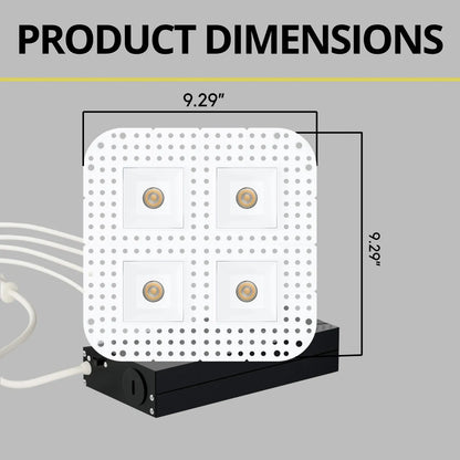 P-7376 1.5 Inch Trimless Quadruple Head Square White 28W, 2400 Lumens, 5CCT Recessed Light