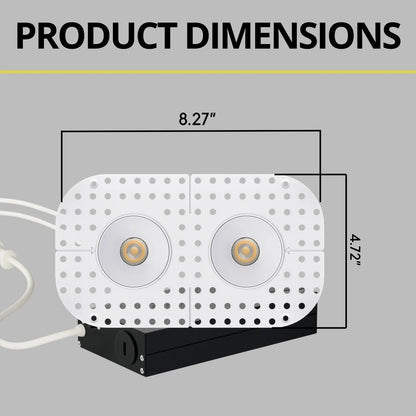 P-7377 1.5 Inch Trimless 2 Head Round White HO, 30W, 2200 Lumens, 5CCT Recessed Light