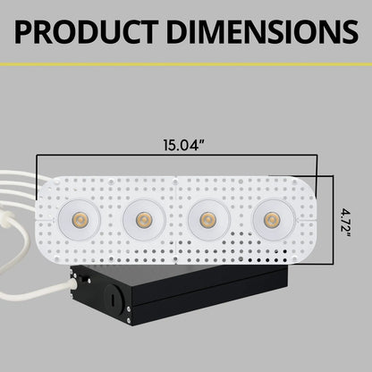 P-7379 1.5 Inch Trimless 4 Head Round White HO, 60W, 4400 Lumens, 5CCT Recessed Light