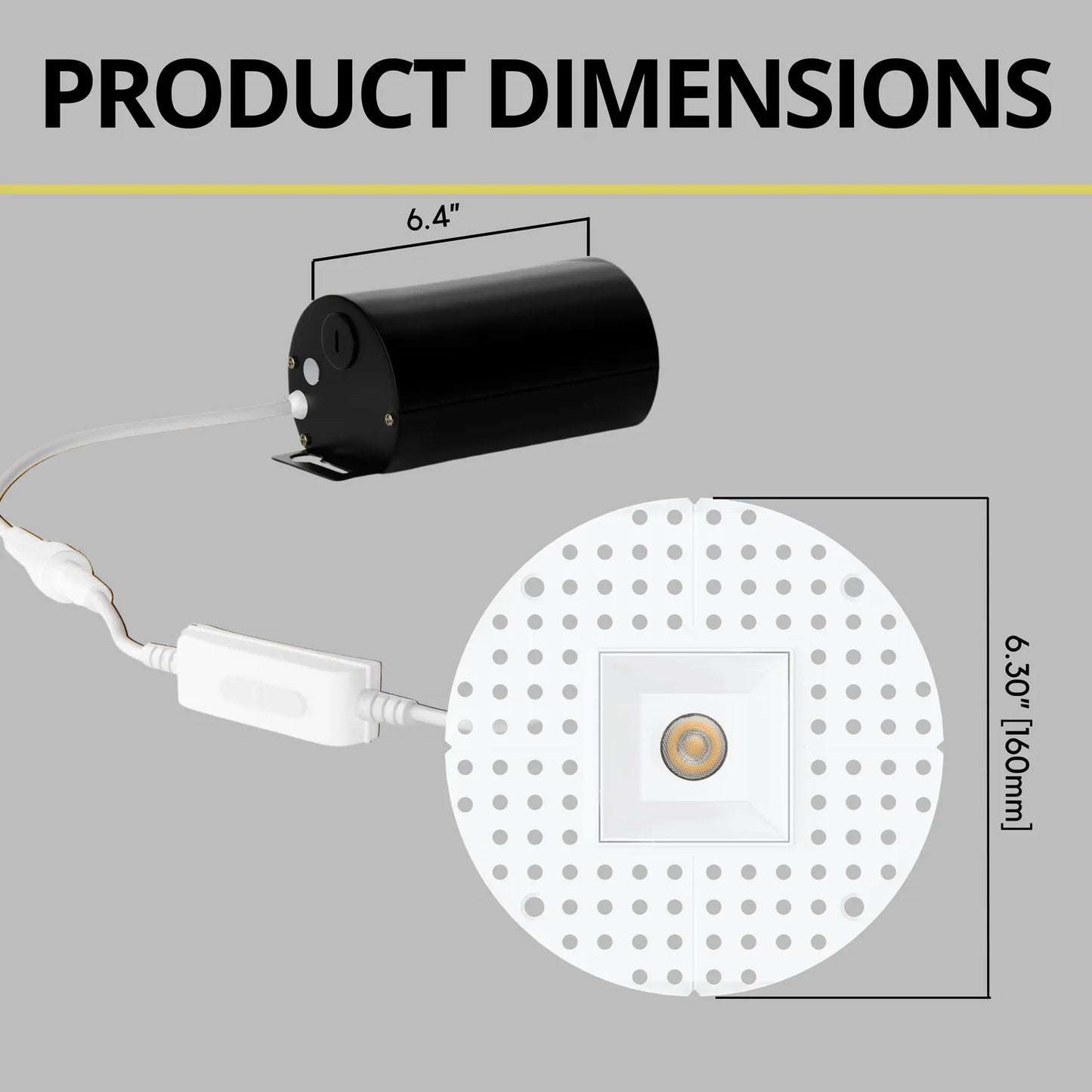 P-7381 1.5 Inch Trimless Single Head Square White HO, 15W, 1100 Lumens, 5CCT Recessed Light