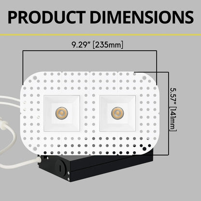 P-7382 1.5 Inch Trimless 2 Head Square White HO, 30W, 2200 Lumens, 5CCT Recessed Light