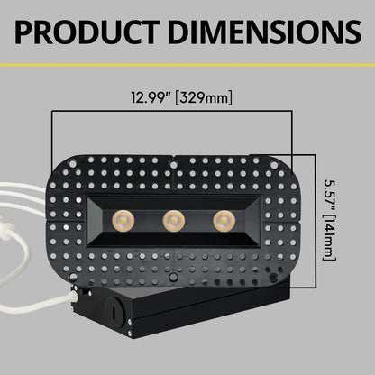 P-7361 1.5 Inch Trimless Ultra-Narrow 3 Head Black HO, 45W, 3300 Lumens, 5CCT Recessed Light