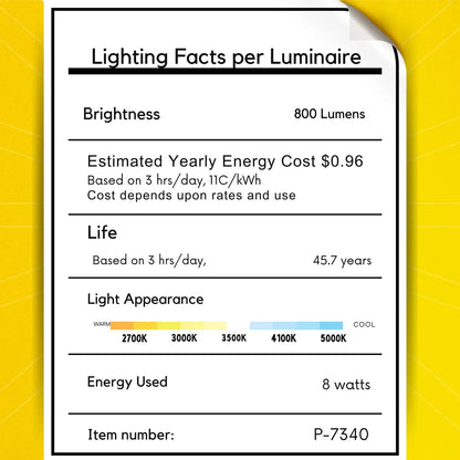P-7340 2 Inch Trimless Round White 8W, 800 Lumens, 5CCT Gimbal Light