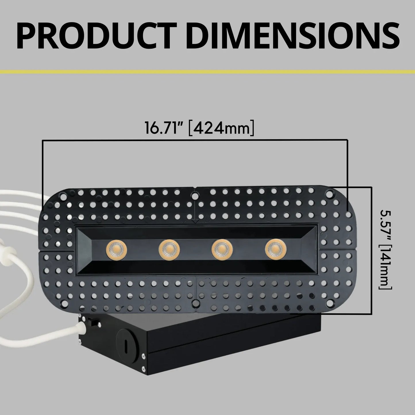 P-7362 1.5 Inch Trimless Ultra-Narrow 4 Head Black HO, 60W, 4400 Lumens, 5CCT Recessed Light