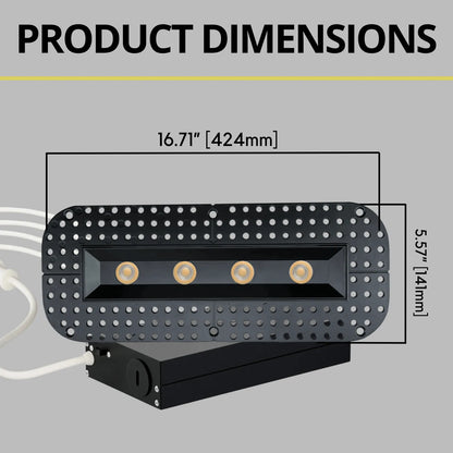 P-7362 1.5 Inch Trimless Ultra-Narrow 4 Head Black HO, 60W, 4400 Lumens, 5CCT Recessed Light