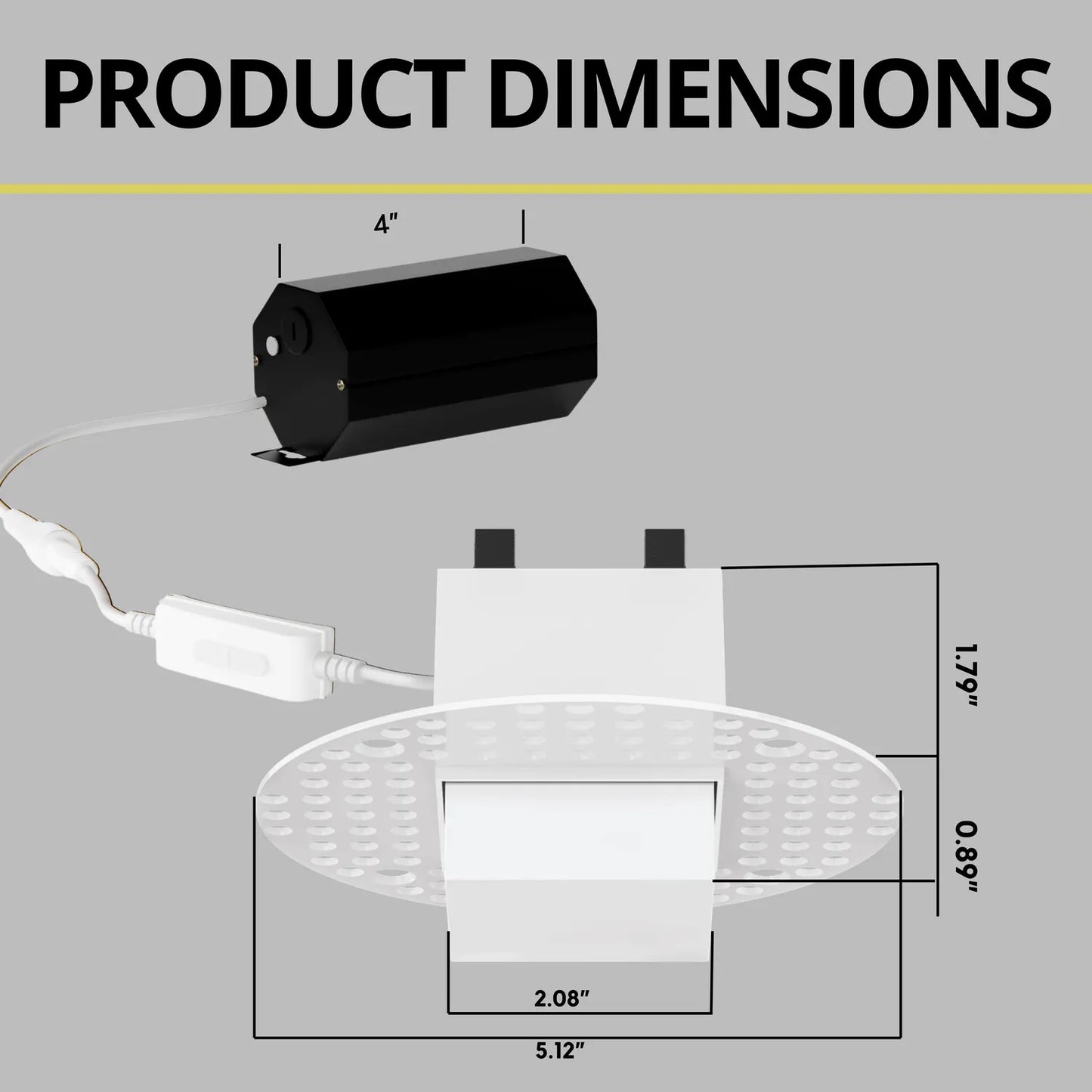 P-7366 3 Inch Trimless Square White Drop Lens, 10/15W, 700/1000 Lumens, 5CCT Recessed Light