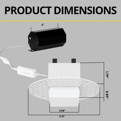 P-7366 3 Inch Trimless Square White Drop Lens, 10/15W, 700/1000 Lumens, 5CCT Recessed Light