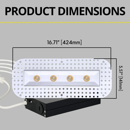 P-7358 1.5 Inch Trimless Ultra-Narrow 4 Head White HO, 60W, 4400 Lumens, 5CCT Recessed Light