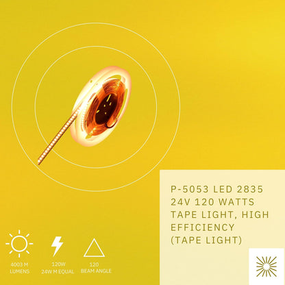 P-5053 2835 LED 120W 4003M Lumens Super White 5000k Tape Light