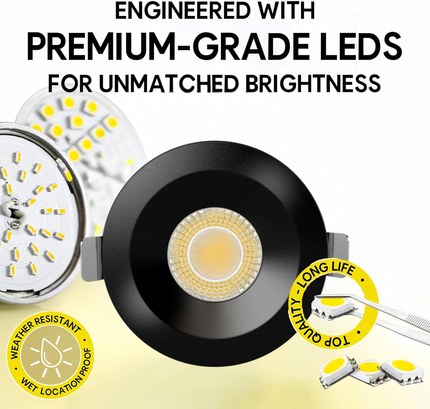 P-7497 3 inch Round Black Ultra-Shallow Trim HO, 24W, 2100 Lumens, Non-IC, 5CCT Recessed Light