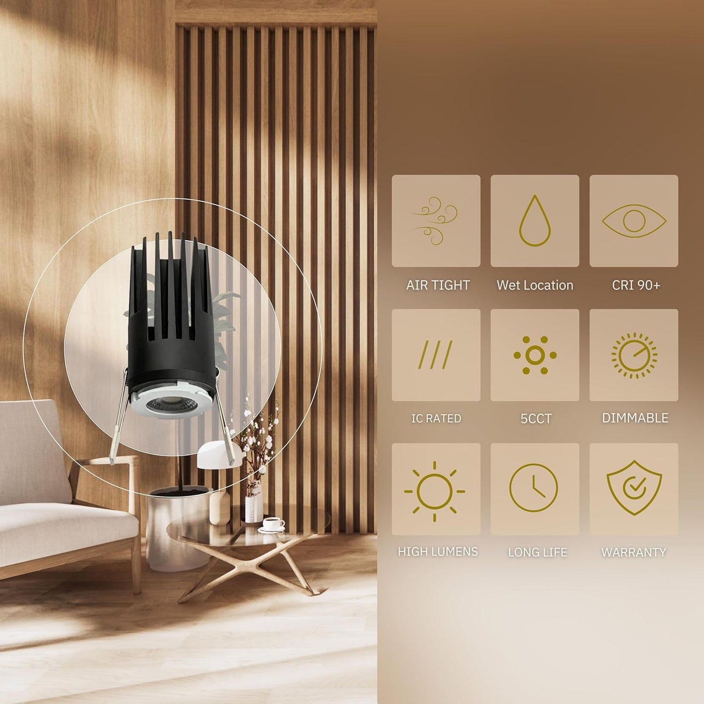 P-5029 2 Inch Round Bronze 14/20W 1200/1700 Lumens 5CCT Recessed Light
