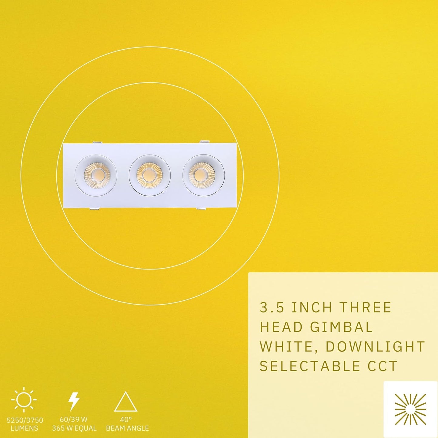 P-6491 3.5 Inch 3 Head Multiple Gimbal, White Finish 60 Watts, 5250 Lumens 5CCT Recessed Light