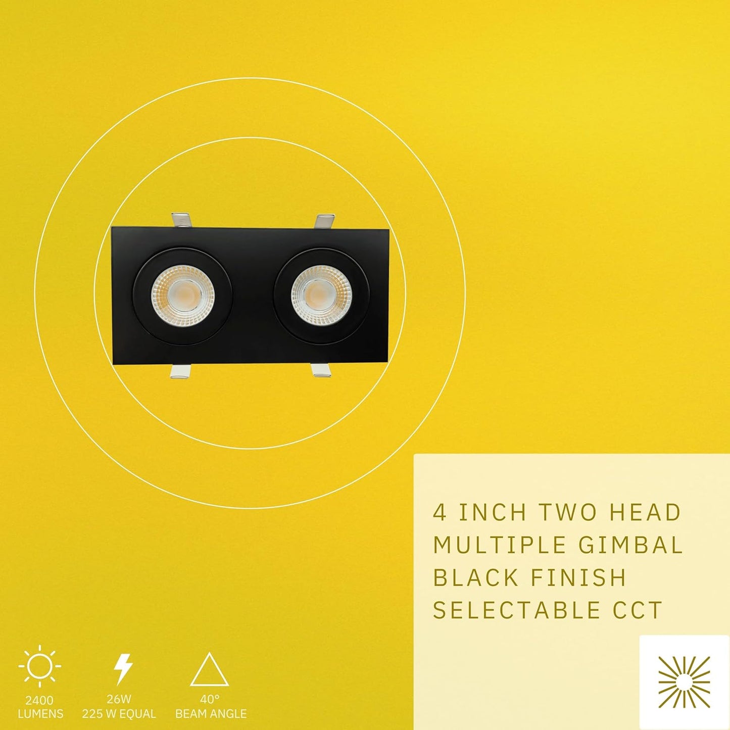 P-6534 4 Inch 2 Head Multiple Gimbal, Black Finish 26 Watts, 2400 Lumens 5CCT Recessed Light
