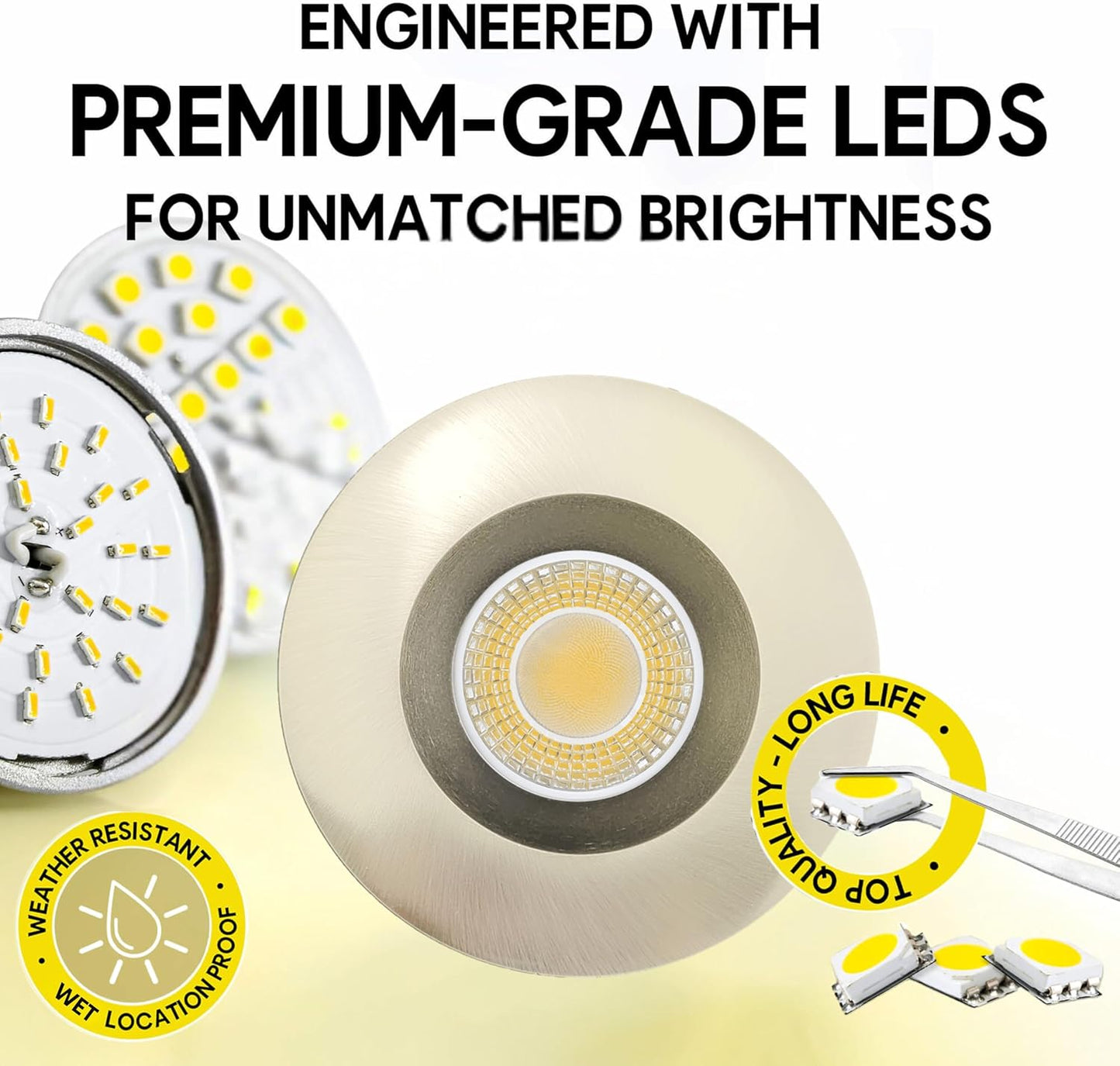 P-6974 4 inch Retrofit Round Downlight Luminaire, Brushed Nickel Finish 10W=100W, 1000 Lumens, 5CCT