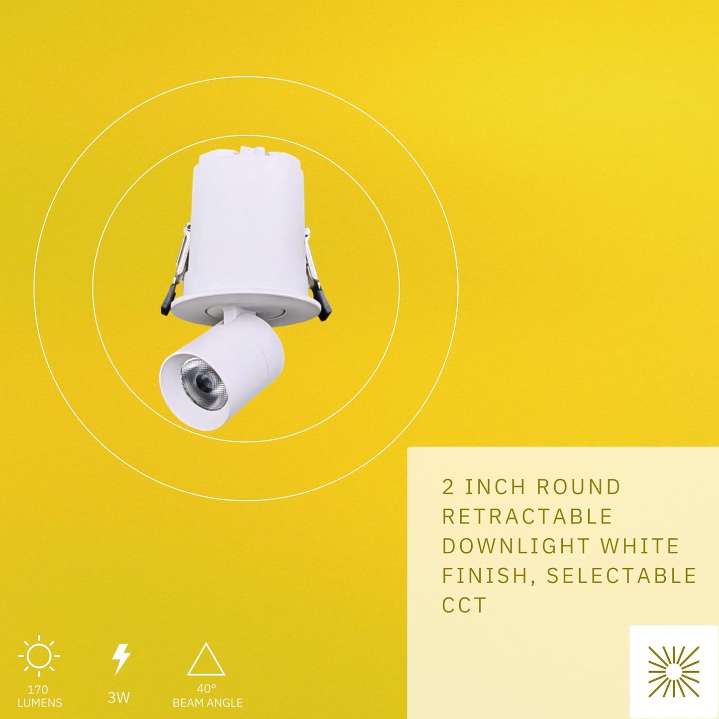 P-6631 2 Inch Retractable Round, White Finish 3 Watts, 170 Lumens 5CCT Recessed Light