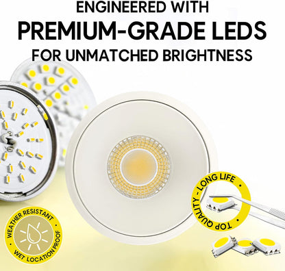 P-7074 3 Inch Millwork Trimless Round White 9W, 850 Lumens 5CCT Recessed Light