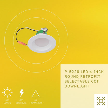 P-5228 4 Inch Round White 10W 850 Lumens 5CCT Retrofit Light