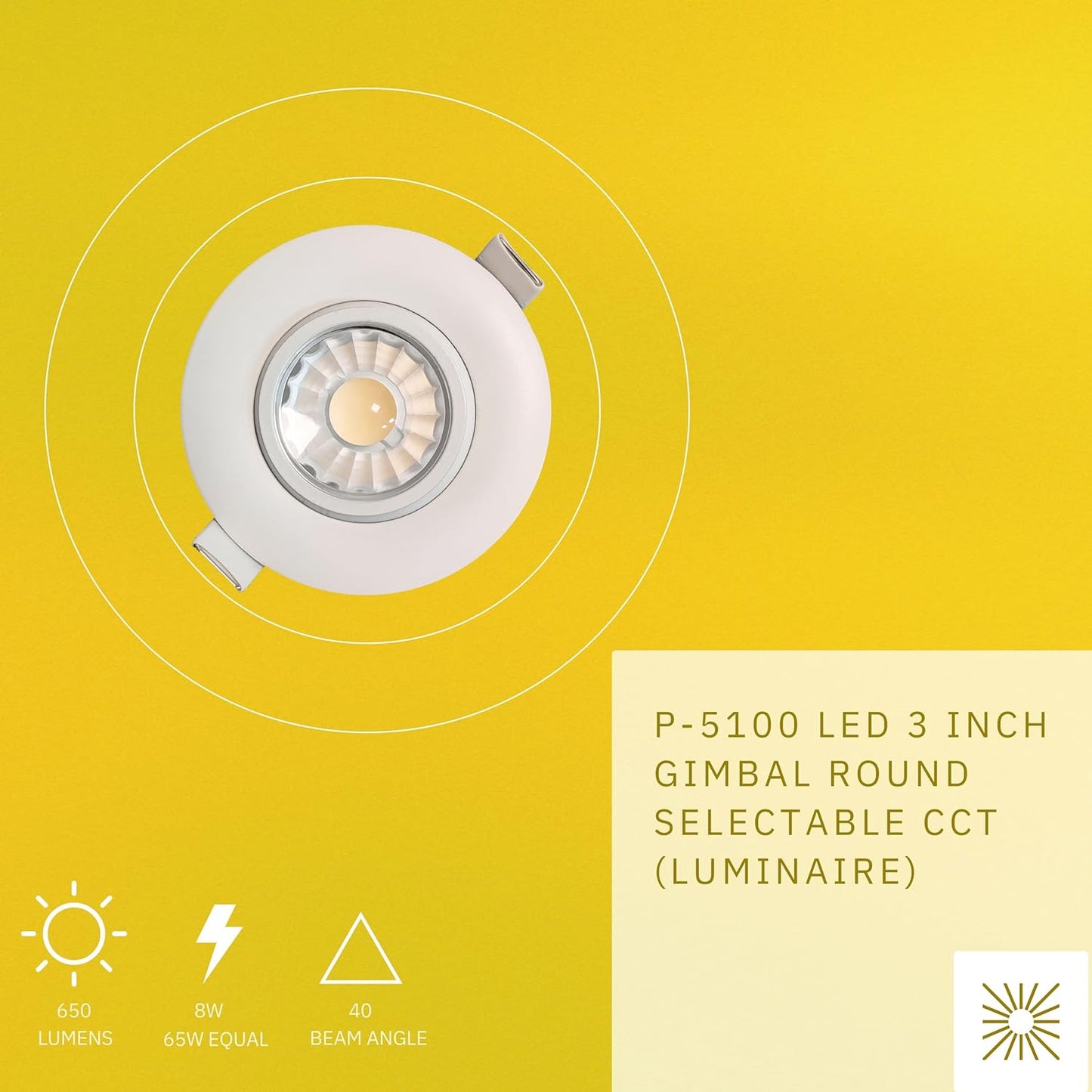 P-5110 3 Inch Round White 8W 650 Lumens 5CCT Gimbal Light