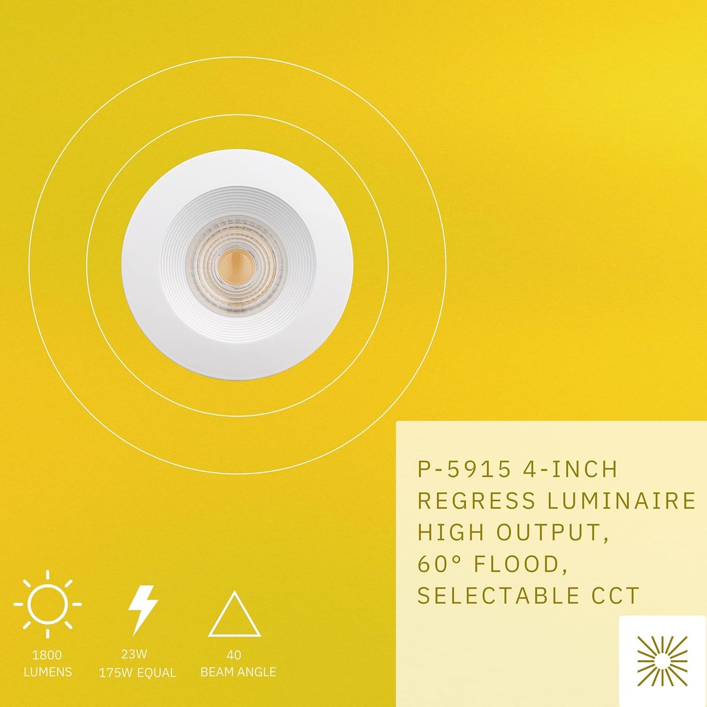 P-5915 4 Inch Round White Baffle 23W 1800 Lumens 5CCT Recessed Light