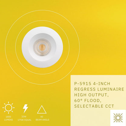 P-5915 4 Inch Round White Baffle 23W 1800 Lumens 5CCT Recessed Light