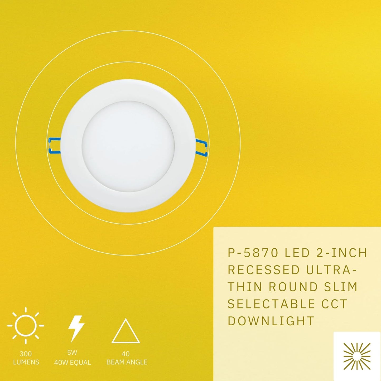 P-5870 2 Inch Round White 5W 300 Lumens 5CCT Slim Ultra-Thin Light