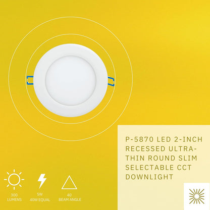 P-5870 2 Inch Round White 5W 300 Lumens 5CCT Slim Ultra-Thin Light