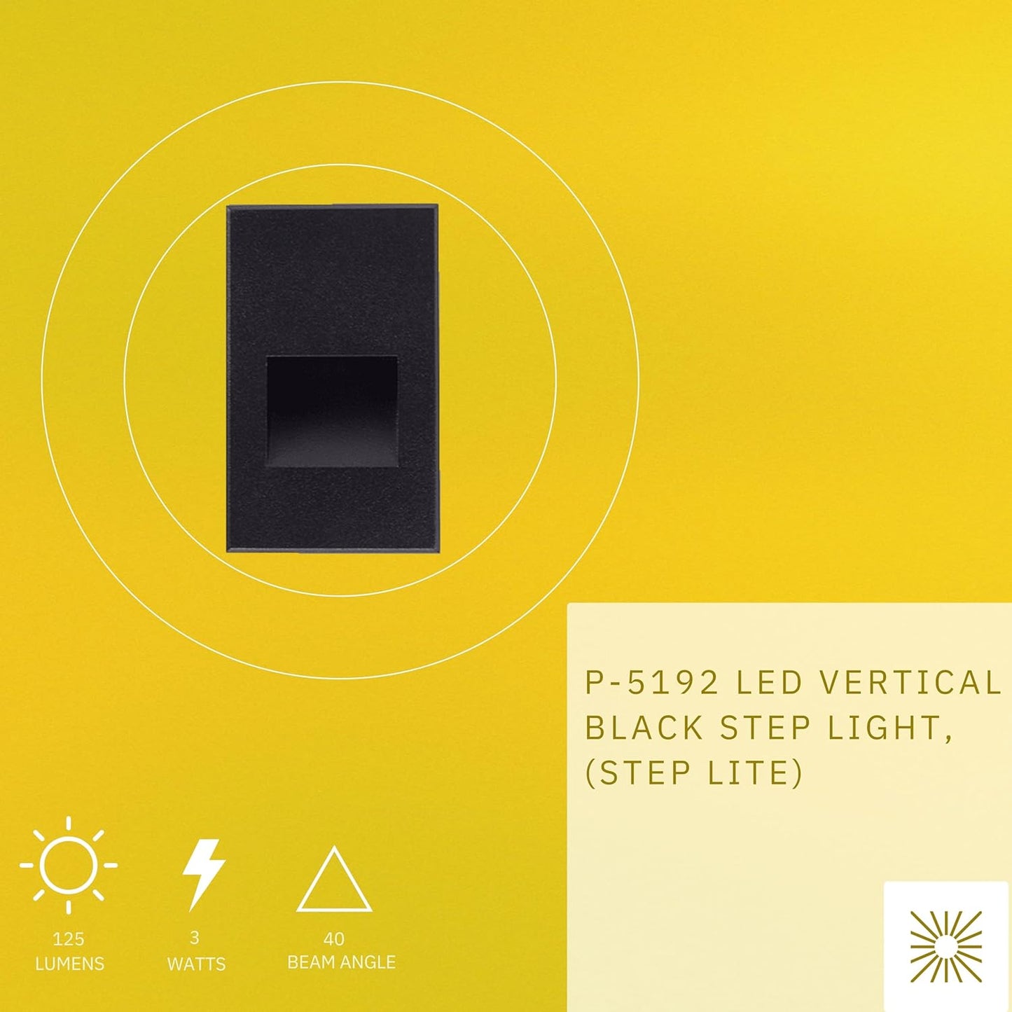 P-5192 Black 3W 125 Lumens Warm White 3000k Vertical Step Lights