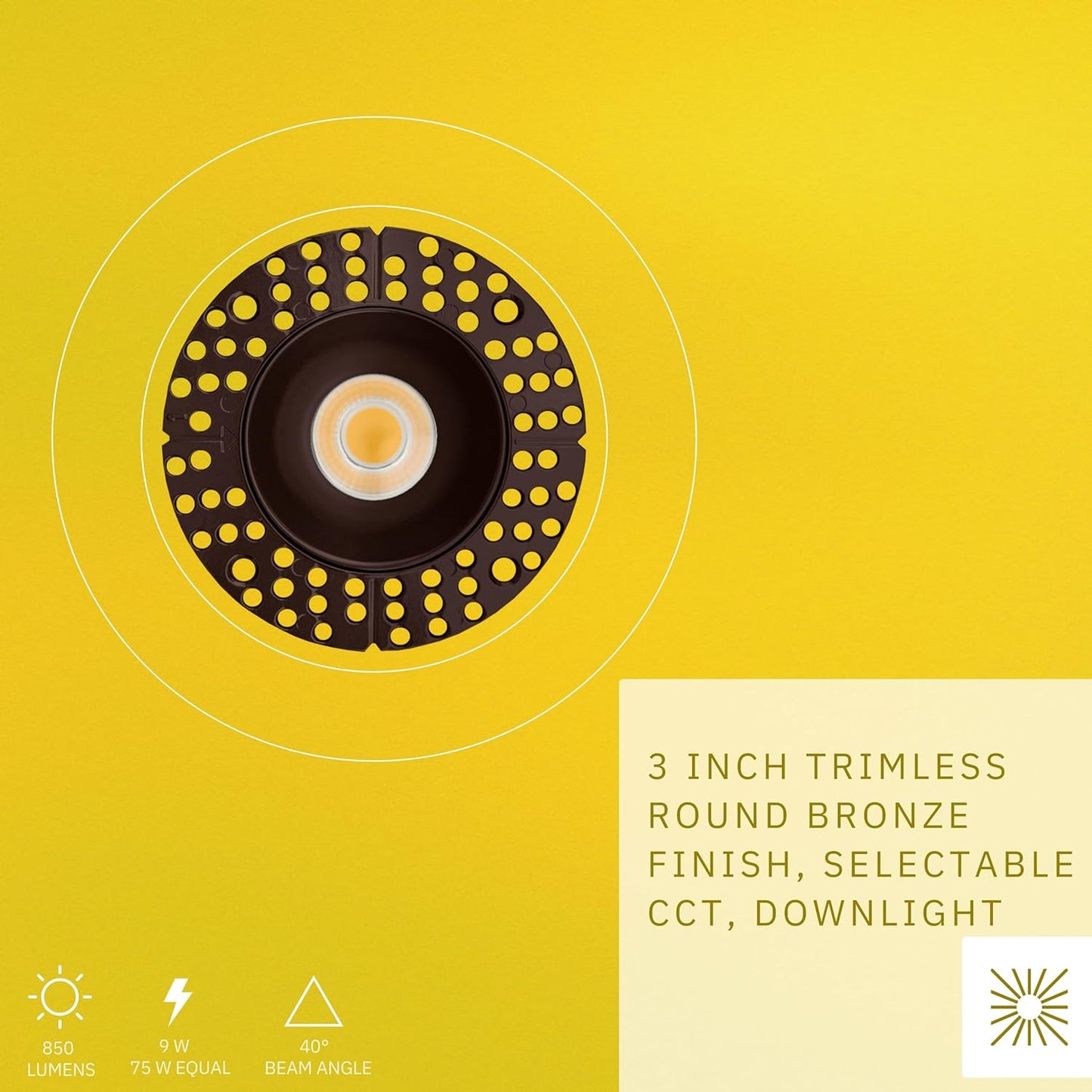 P-6358 3 Inch Trimless Round Bronze 9W 850 Lumens 5CCT Recessed Light
