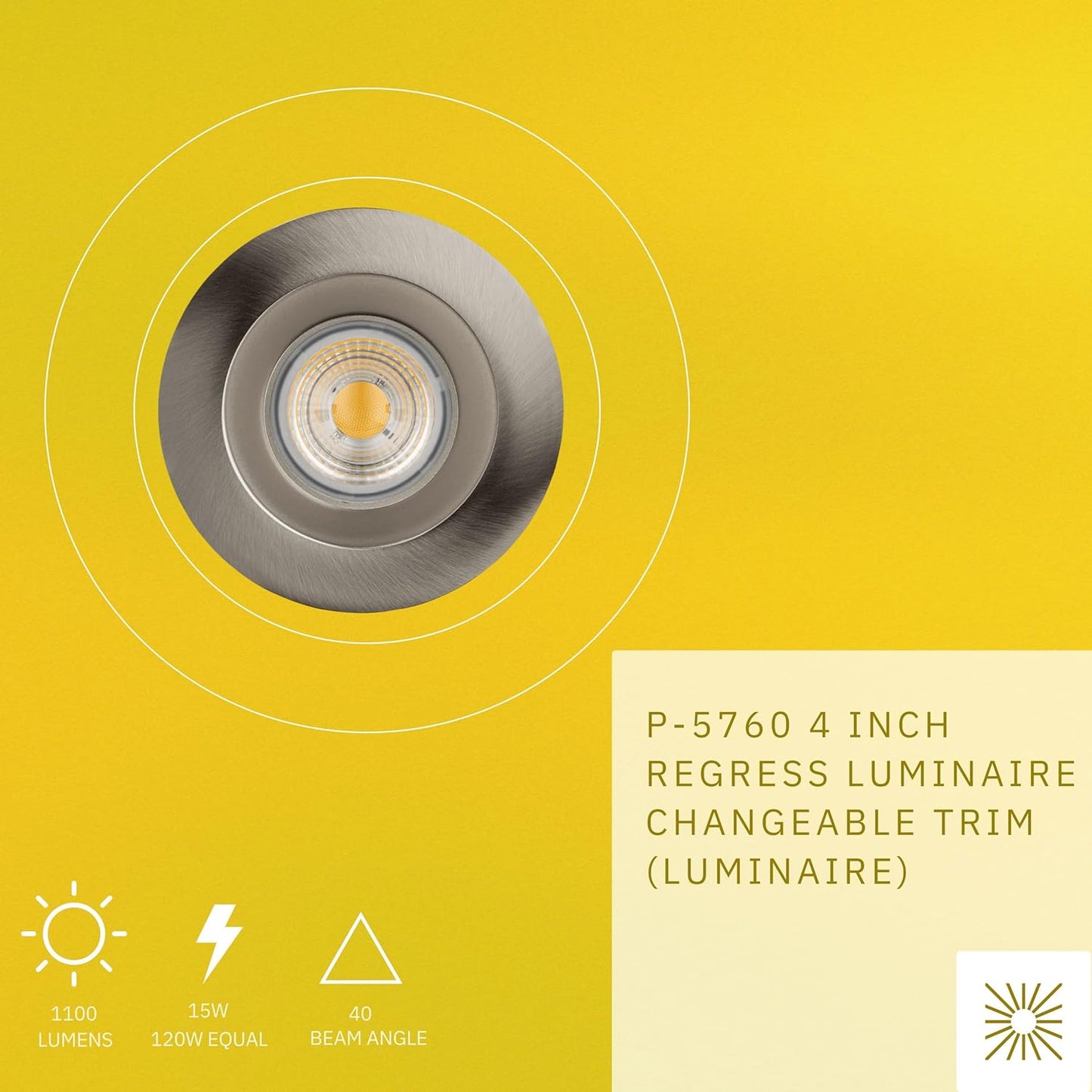 P-5760 4 Inch Round Brushed Nickel 15W 1100 Lumens Soft White 27k Recessed Light