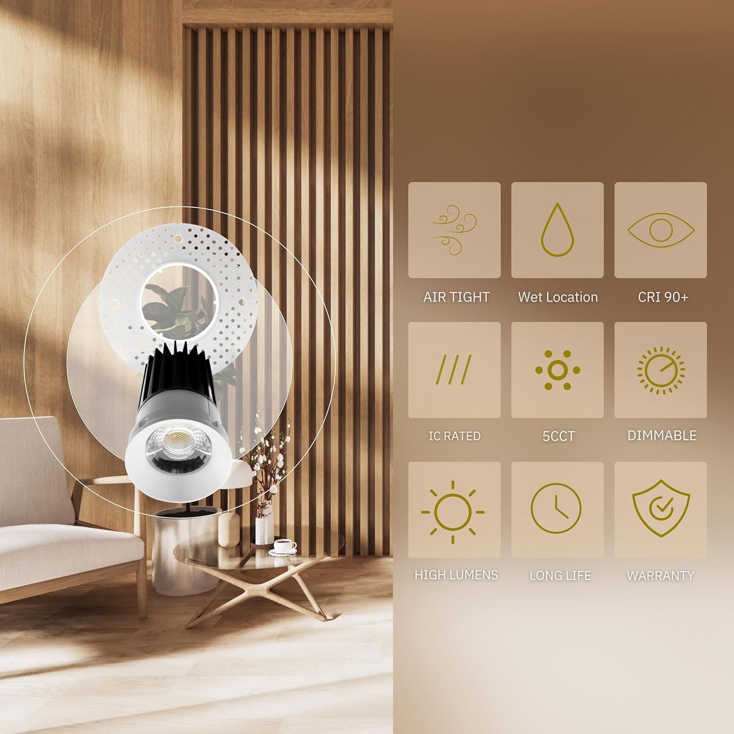 P-5934 3.5-inch Trimless Round 18W 1600 Lumens 5CCT Recessed Light