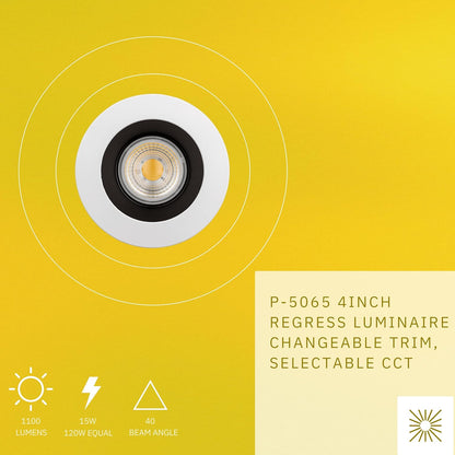P-5065 4 Inch Round Two-Tone Smooth 15W 1100 Lumens 5CCT Recessed Light