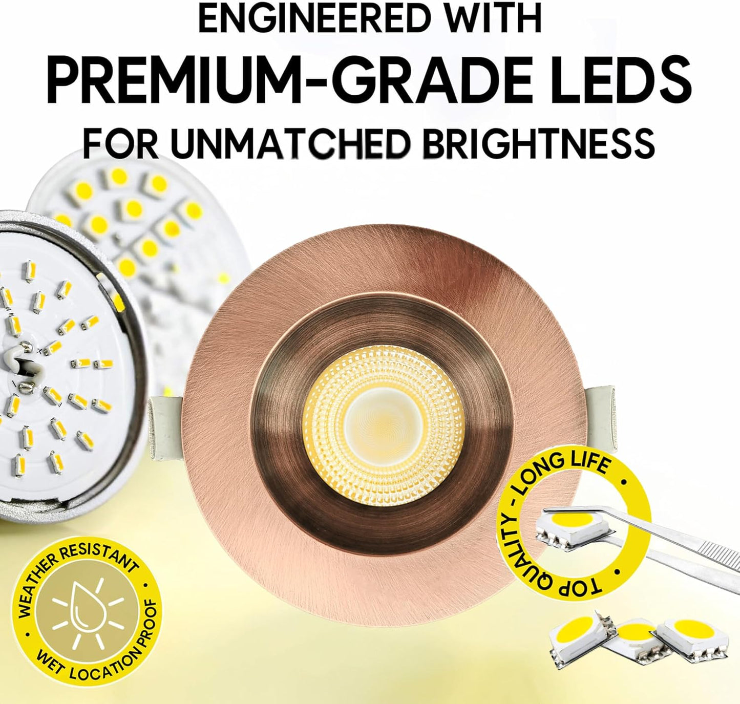P-7134 3.5 inch Round Brushed Copper 15-9W, 1400-900 Lumens 5CCT Recessed Light