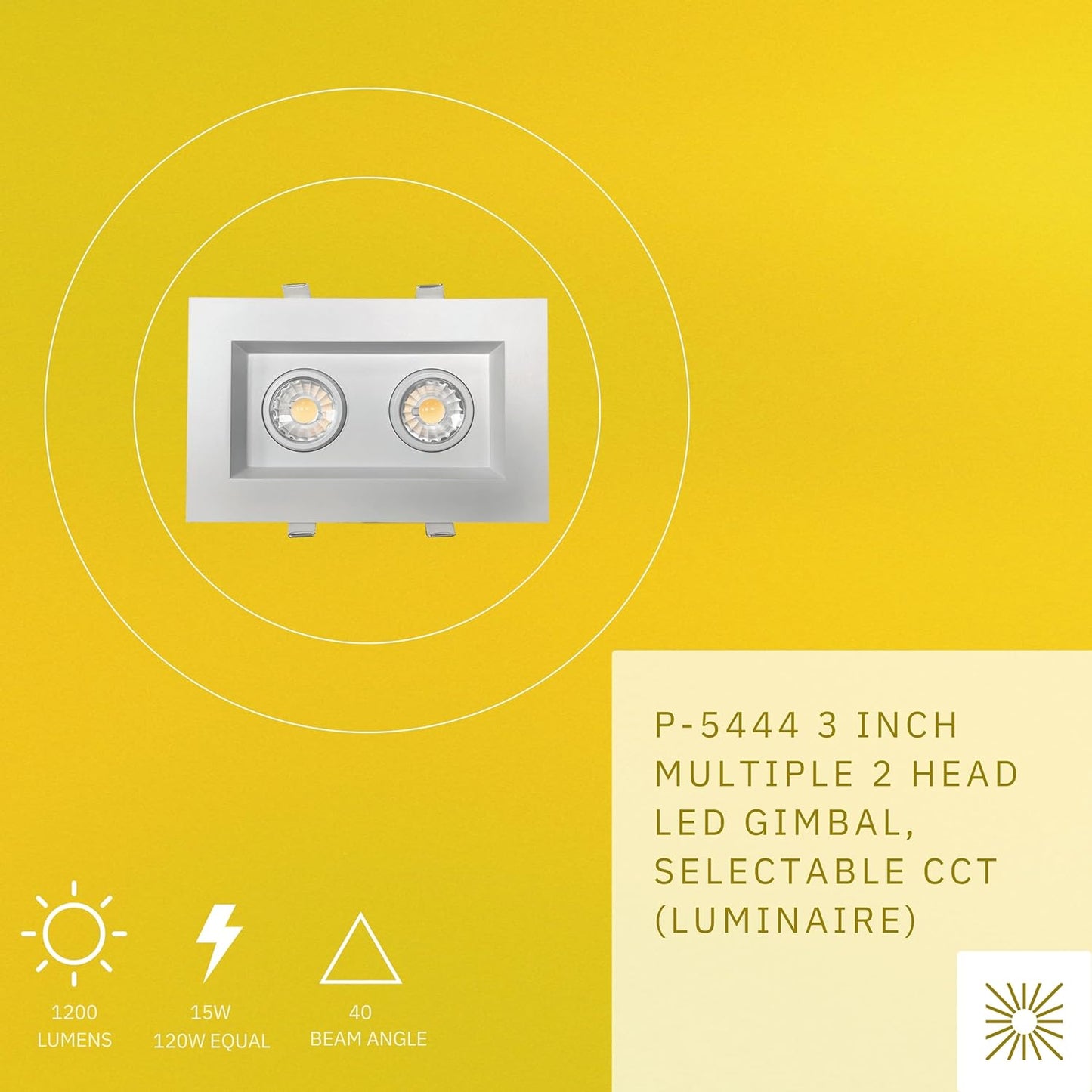 P-5444 3 Inch 2 Head White 15W 1200 Lumens 5CCT Gimbal Light