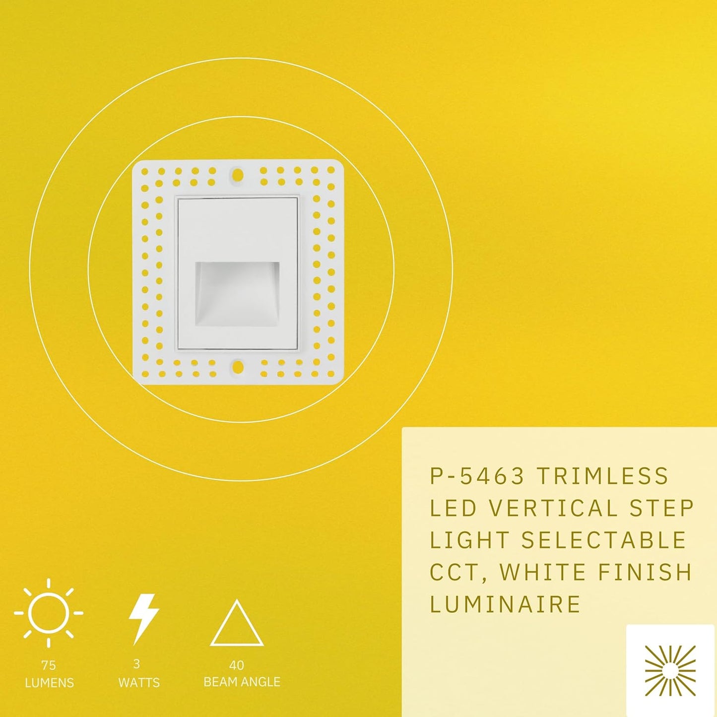 P-5463 Trimless White 3W 75 Lumens 5CCT Vertical Step Lights