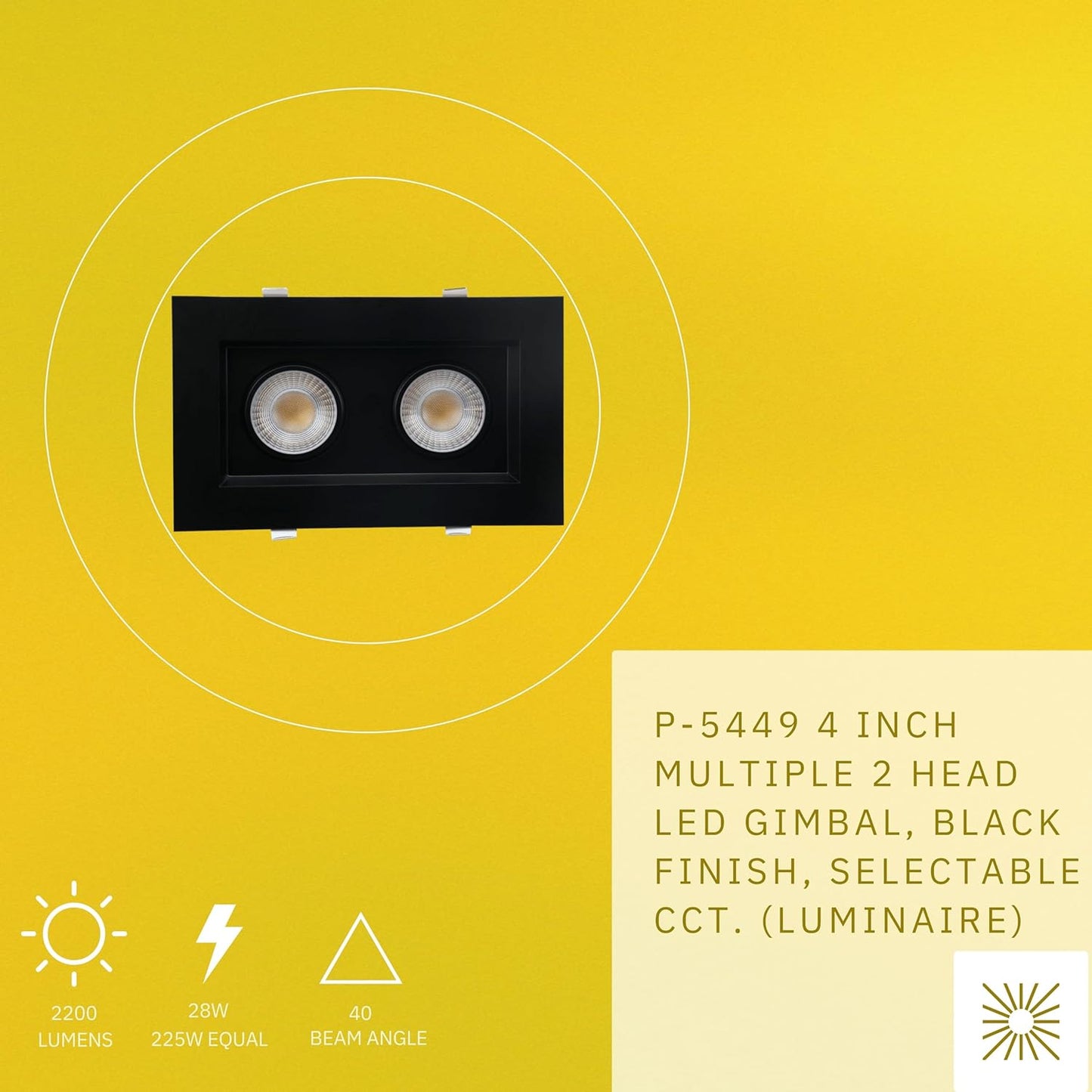 P-5449 4 Inch 2 Head Black 28W 2200 Lumens 5CCT Gimbal Light