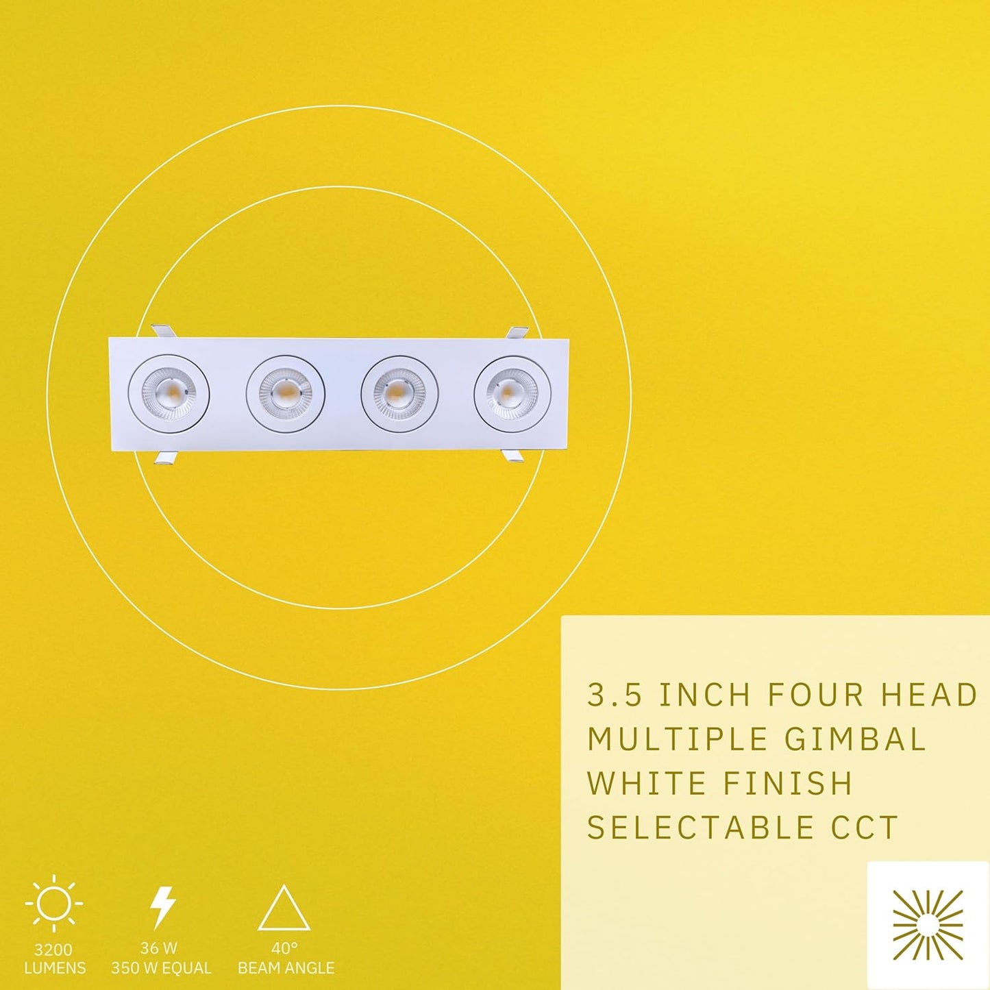 P-6554 3.5 Inch 4 Head Multiple Gimbal, White Finish 36 Watts, 3200 Lumens 5CCT Recessed Light