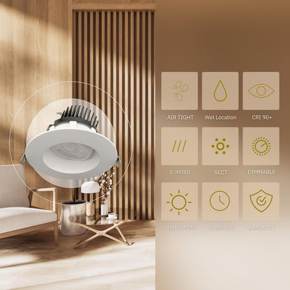 P-6087 6 Inch Round White 22W 2200 Lumens 5CCT Gimbal Light