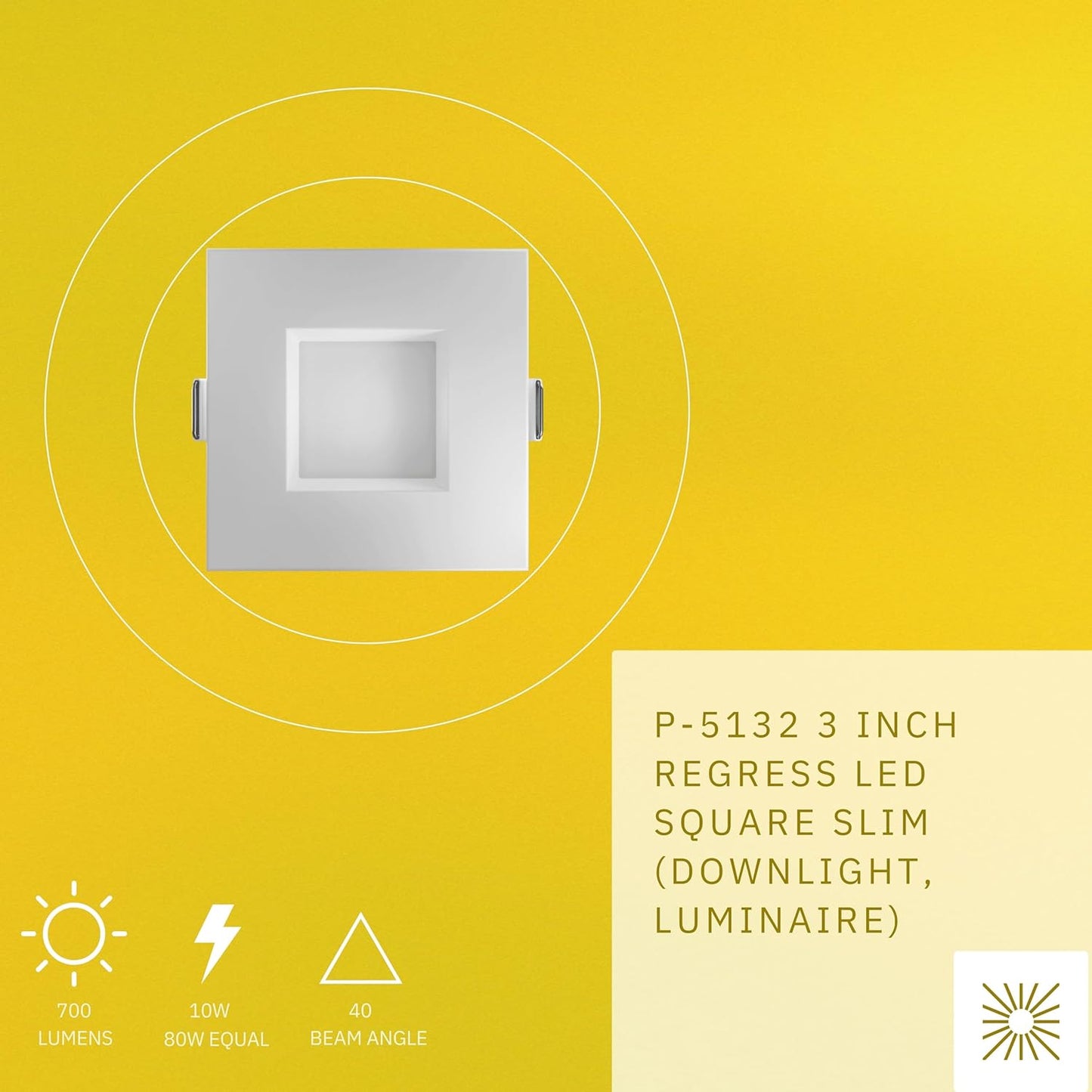P-5132 3 Inch Square White 10W 700 Lumens 5CCT Slim Light