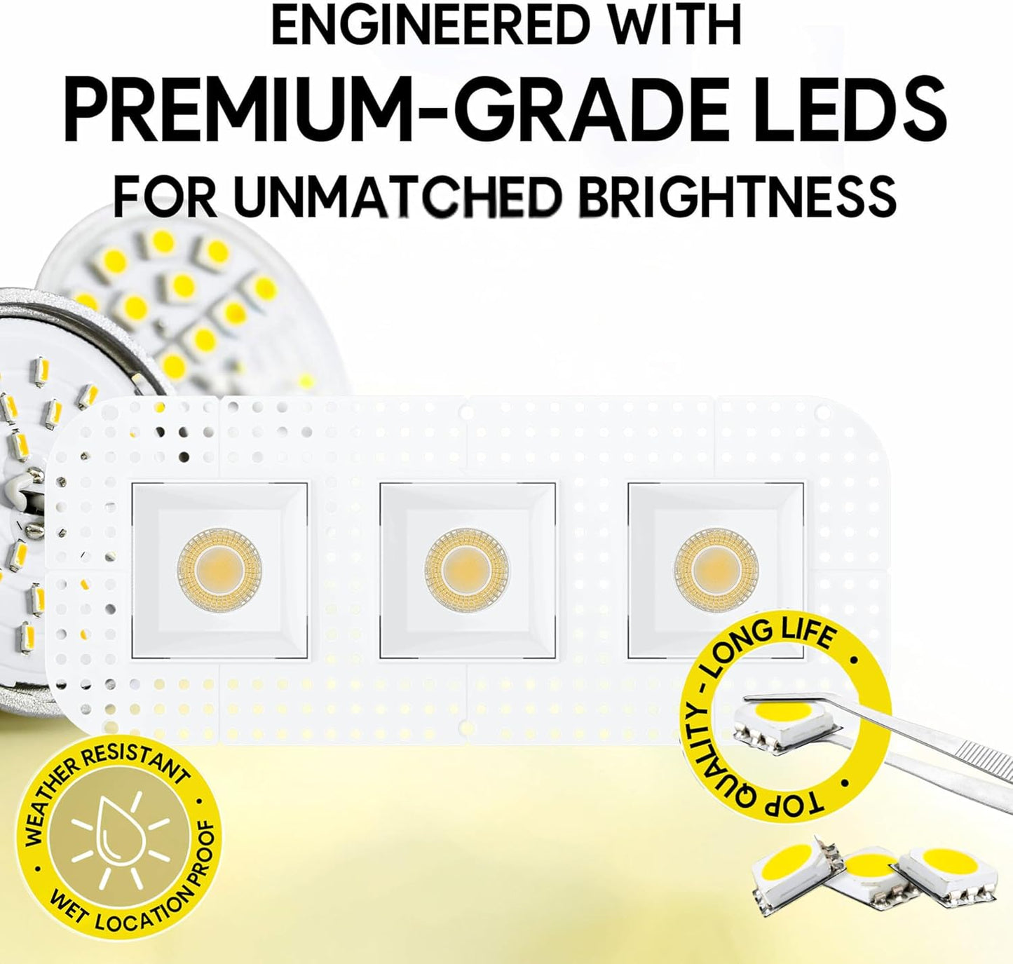 P-7419 3 inch Trimless 3 Head Square White 27W, 2550 Lumens, 5CCT Recessed Light