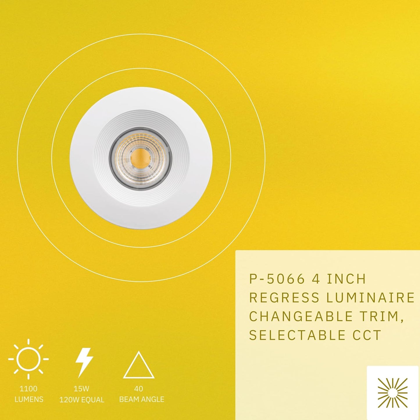 P-5066 4 Inch Baffle Round White 15W 1100 Lumens 5CCT Recessed Light