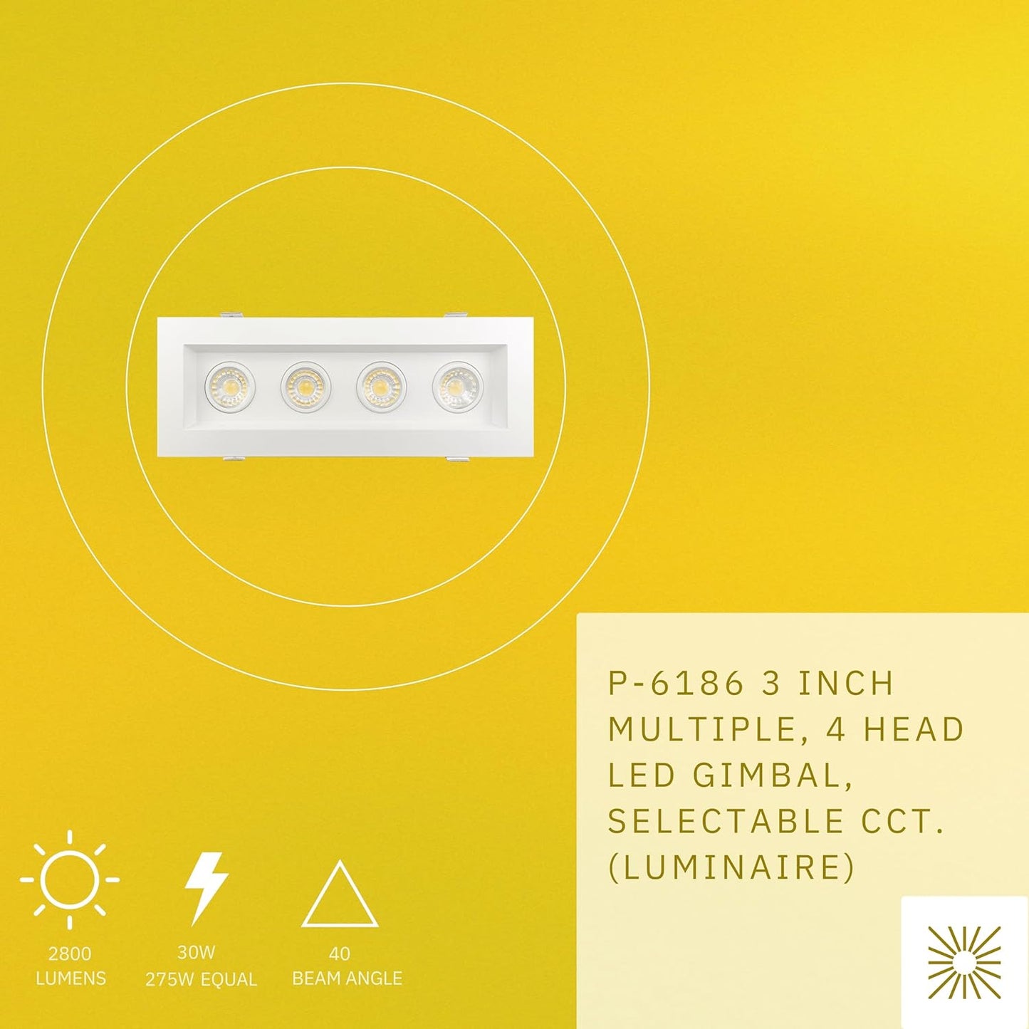 P-6186 3 Inch 4 Head Multiple White 30W 2800 Lumens 5CCT Gimbal Light