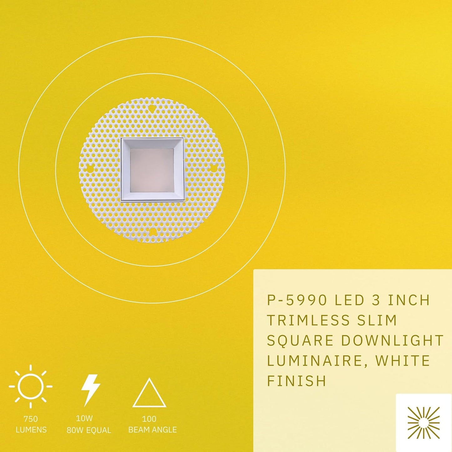 P-5990 3 Inch Trimless Square White 10W 750 Lumens 5CCT Slim Light