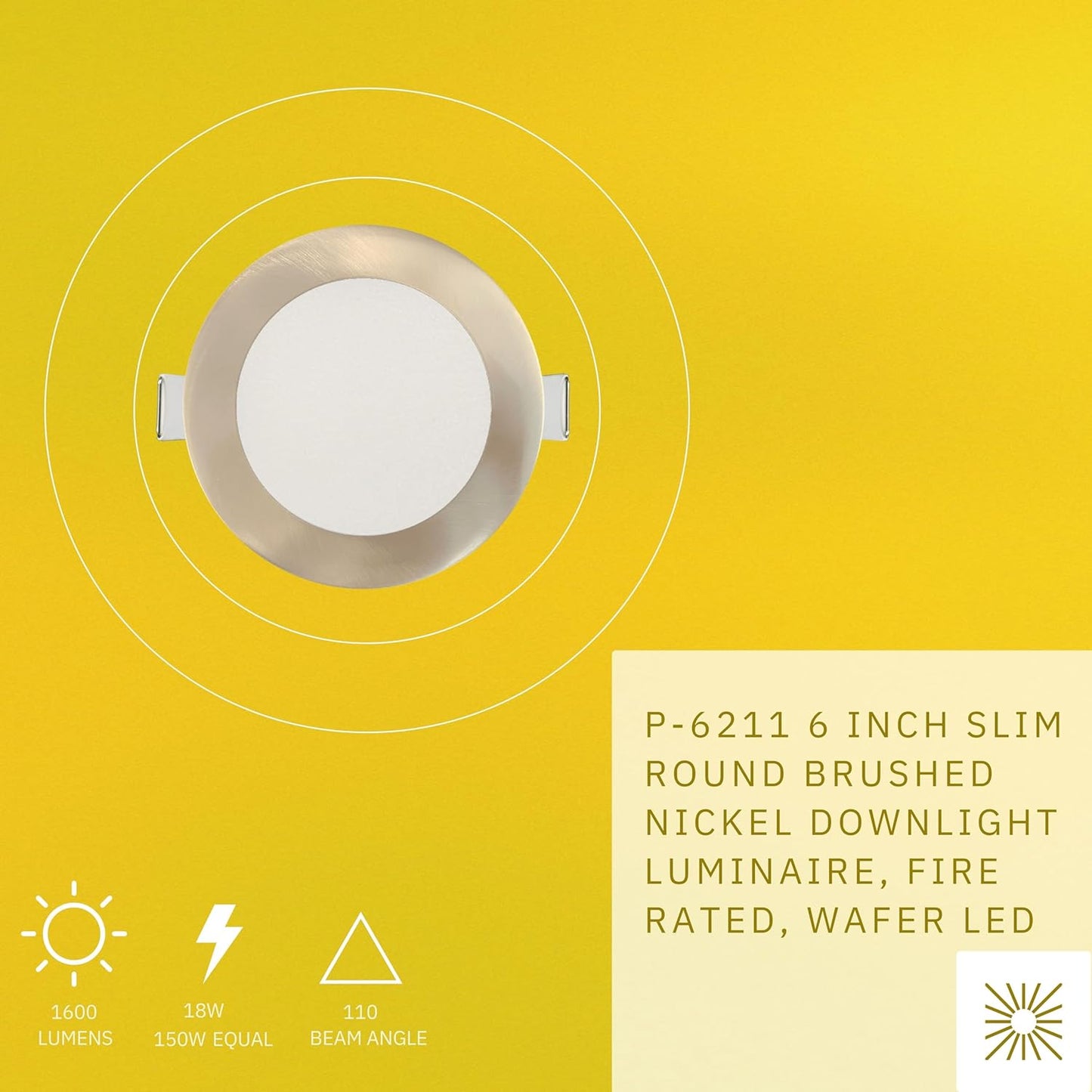 P-6211 6 Inch Round Brushed Nickel 18W 1600 Lumens 5CCT Slim Light